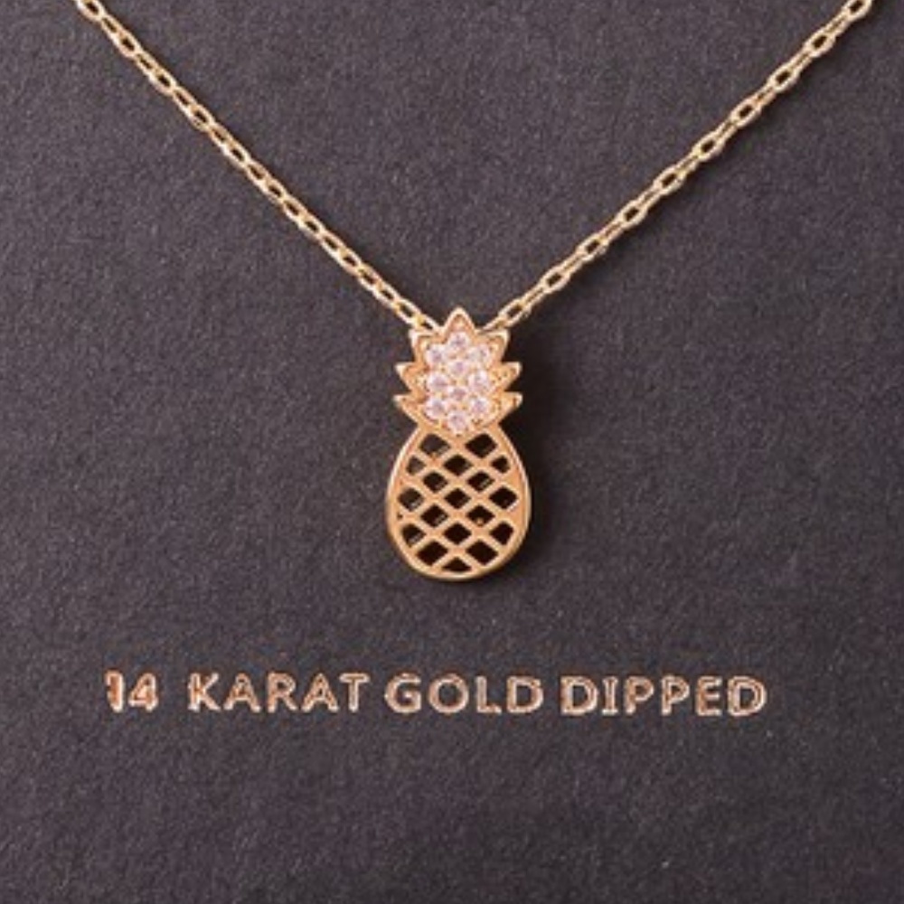 Pineapple 14kt Gold Dipped Pendant Necklace - Picture 2 of 2